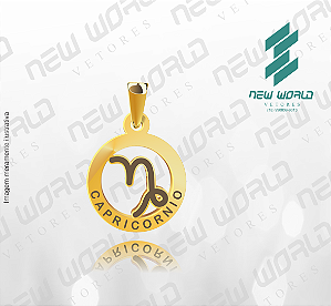 Arquivo de Berloque Signo Capricórnio - Formato DXF - Tamanho 15 mm