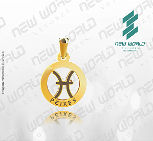 Arquivo de Berloque Signo Peixes - Formato DXF - Tamanho 15 mm