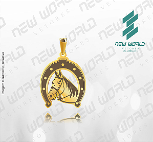 Arquivo de Pingente Ferradura com Cavalo 4 - Formato DXF - Tamanho 30 mm