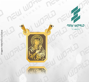 Arquivo de Pingente Escapulário Virgem Perpétuo Socorro - Formato DXF - Tamanho 15 mm
