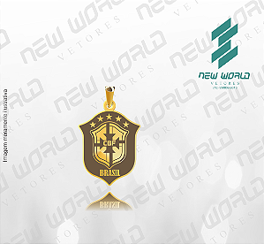 Arquivo de Pingente Escudo da Seleção Brasileira - Formato DXF - Tamanho 20 mm