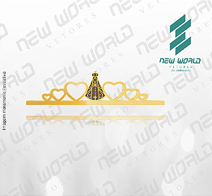 Arquivo de Anel Nossa Senhora Aparecida com Corações - Formato DXF - Tamanho 60 mm