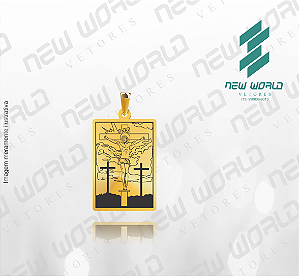 Arquivo de Pingente Cruz Retangular com Jesus na Cruz - Formato DXF - Tamanho 30 mm