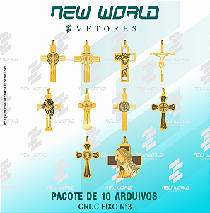 Pacote de Arquivos de Pingente Crucifixos N°3 - Formato DXF - Tamanho 30 mm