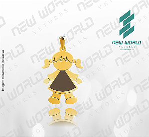 Arquivo de Pingente Menina com Vestido 3- Formato DXF - Tamanho 22 mm