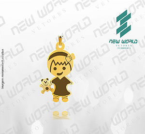 Arquivo de Pingente Menina com Ursinho - Formato DXF - Tamanho 20 mm