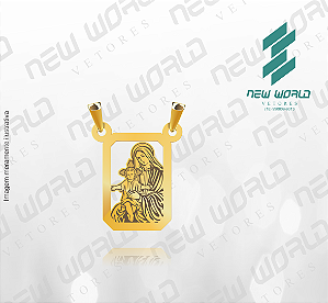 Arquivo de Pingente Escapulário Maria e Menino Jesus - Formato DXF - Tamanho 20 mm
