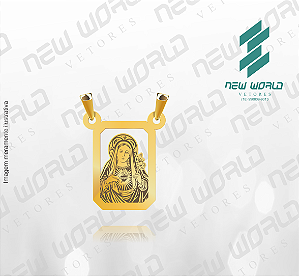 Arquivo de Pingente Escapulário Vazado Sagrado Coração de Maria - Formato DXF - Tamanho 20 mm