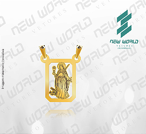 Arquivo de Pingente Escapulário Vazado Santa Bárbara - Formato DXF - Tamanho 20 mm