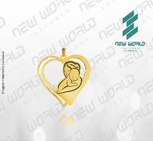 Arquivo de Pingente Coração de Mãe N°8 - Formato DXF - Tamanho 25 mm