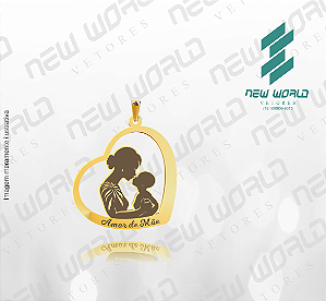 Arquivo de Pingente Coração de Mãe em Baixo Relevo N°1 - Formato DXF - Tamanho 25 mm