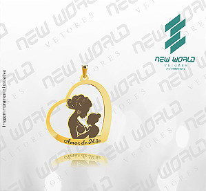 Arquivo de Pingente Coração de Mãe em Baixo Relevo N°3 - Formato DXF - Tamanho 25 mm