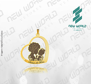 Arquivo de Pingente Coração de Mãe em Baixo Relevo N°5 - Formato DXF - Tamanho 25 mm