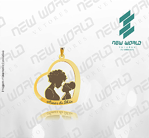 Arquivo de Pingente Coração de Mãe em Baixo Relevo N°8 - Formato DXF - Tamanho 25 mm