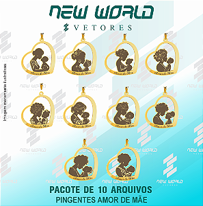 Pacote de Arquivos Coração de Mãe - Formato DXF - Tamanho 25 mm