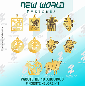 Pacote de Arquivos Pingentes Nelore N°1 - Formato DXF - Tamanho 30 mm
