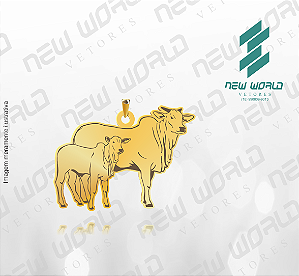 Arquivo de Pingente Nelore e Bezerro - Formato DXF - Tamanho 30 mm