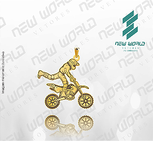 Arquivo de Pingente Motoqueira em Pé na Moto de Motocross - Formato DXF - Tamanho 30 mm