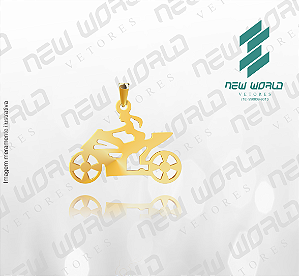Arquivo de Pingente de Moto Mulher com Moto Esportiva - Formato DXF - Tamanho 30 mm