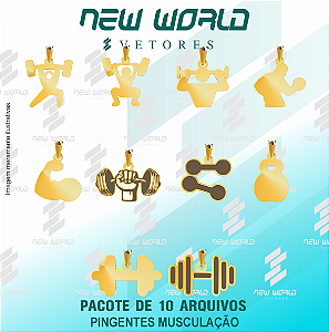 Pacote de Arquivos de Pingentes Musculação - Formato DXF - Tamanho 25 mm