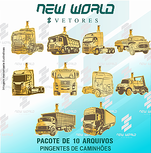 Pacote de Arquivos Pingentes de Caminhões - Formato DXF - Tamanho 30 mm
