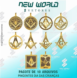 Pacote de Arquivos de Pingente da Maçonaria - Formato DXF - Tamanho 25 mm