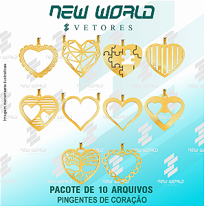 Pacote de Arquivos de Pingente de Coração - Formato DXF - Tamanho 30 mm