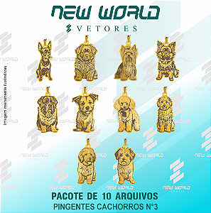 Pacote de Arquivos de Pingente de Cachorros N°3 - Formato DXF - Tamanho 30 mm