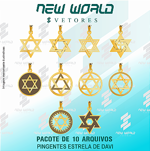 Pacote de Arquivos de Pingentes Estrela de Davi - Formato DXF - Tamanho 25 mm