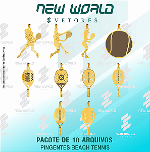 Pacote de Arquivos de Pingentes Beach Tennis - Formato DXF - Tamanho 25 mm