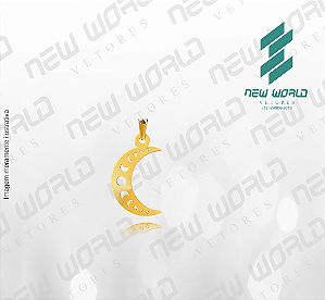Arquivo de Pingente Lua com Estrela Vazado - Formato DXF - Tamanho 30 mm
