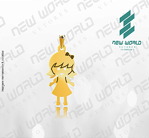 Arquivo de Pingente Menina com Lacinho - Formato DXF - Tamanho 22 mm
