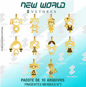 Pacote de Arquivos de Pingentes de Meninas N°3 - Formato DXF - Tamanho 22 mm