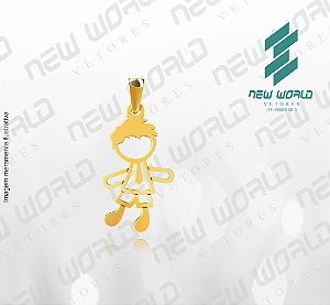 Arquivo de Pingente Menino Gravata Vazado - Formato DXF - Tamanho 20 mm