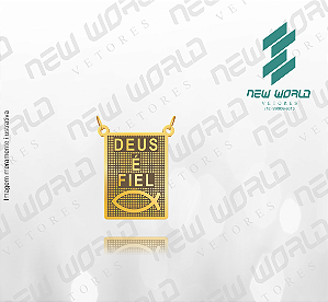 Arquivo de Pingente Escapulário Deus é Fiel - Formato DXF - Tamanho 20 mm