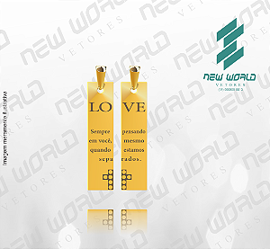 Arquivo de Pingente de Plaquinha Retangular Frase Love Cruz com bolinhas - Formato DXF - Tamanho 25mm