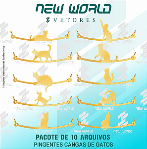 Pacote de Arquivos de Pingentes Cangas de Gatos - Formato DXF - Tamanho 35 mm