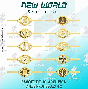 Pacote de Arquivos de Anéis Profissão N°2 - Formato DXF - Medidas: Tamanho 65mm