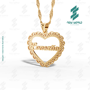 Arquivo de Pingente Coração com palavra Conexão - Formato DXF - Tamanho 30 mm