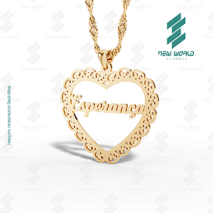 Arquivo de Pingente Coração com palavra Esperança - Formato DXF - Tamanho 30 mm