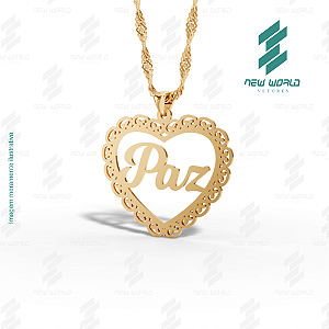 Arquivo de Pingente Coração com palavra Paz - Formato DXF - Tamanho 30 mm