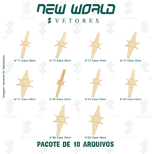 Pacote de Arquivos de Anéis Caixa Quadrada N°17 e N°20 - Formato DXF - Tamanho 10,12,18,20mm