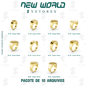 Pacote de Arquivos de Anéis Caixa Hexagonal N°18 e N°22 - Formato DXF - Tamanho 12,14,16,20mm