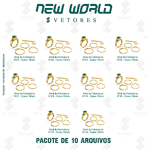 Pacote de Arquivos de Anéis Formatura N°16 ao N°25 - Formato DXF - Tamanho 10mm