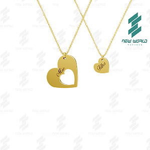 Arquivo de Pingente Coração Mãe Filha Vazado - Formato DXF e SVG - Tamanho 25 mm