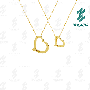 Arquivo de Pingente Corações Vazado Filha e Mãe - Formato DXF e SVG - Tamanho 25 mm