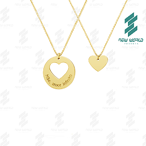 Arquivo de Pingente Redondo Coração Vazado Mãe Amor Infinito - Formato DXF e SVG - Tamanho 25 mm