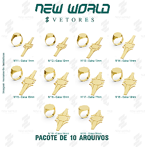 Pacote de Arquivos de Anel Caixa Octogonal - Formato DXF, SVG - Tamanho de 11 a 20mm (para chapa de 0,5mm)