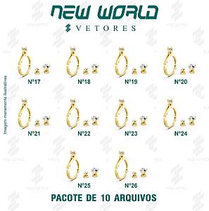 Pacote de Arquivos de Anel Solitario Caixa Magnética - Formato DXF, SVG - Tamanho de 17 a 26 mm (para chapa de 1mm)