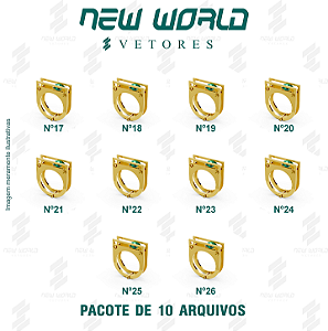 Pacote de Arquivos de Anéis de Fenda Pedra 8mm - Formato DXF, SVG - Tamanho de Nº17 a Nº26
